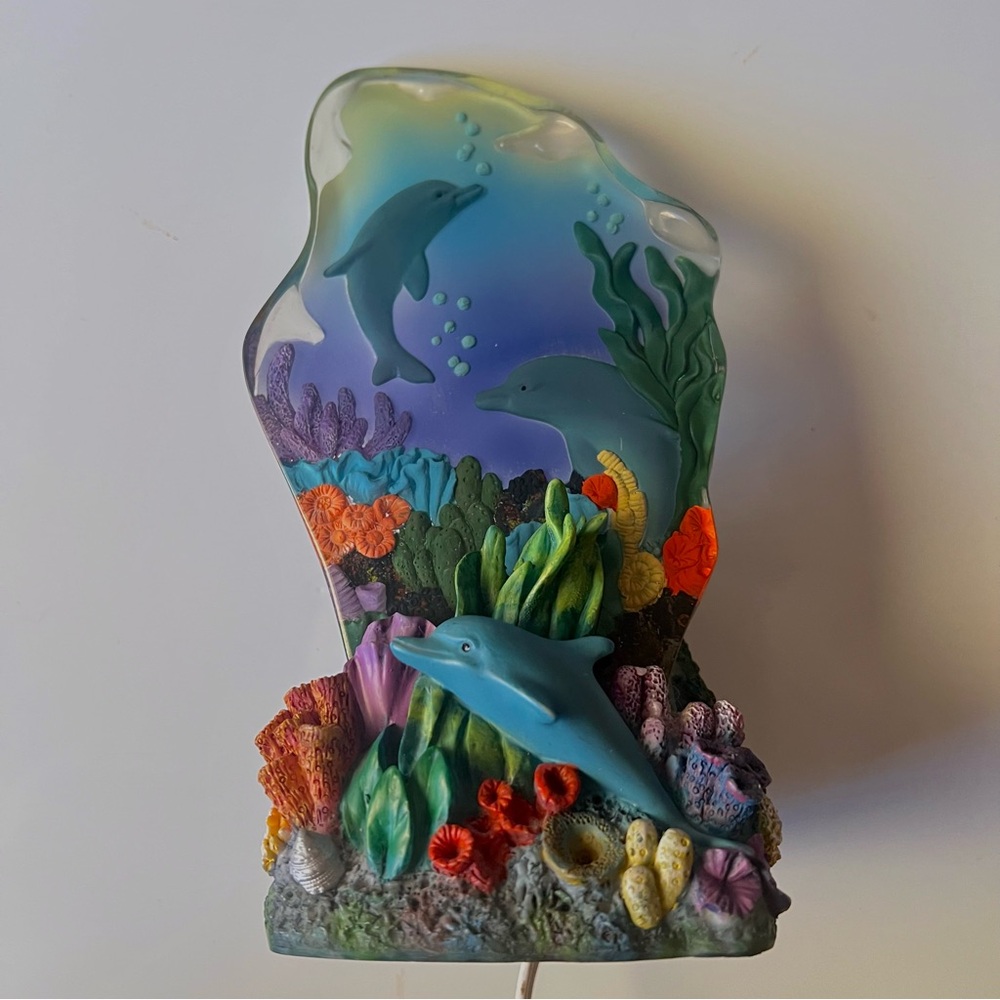 y2k frutiger aero ocean dolphin lamp from the early 2000s